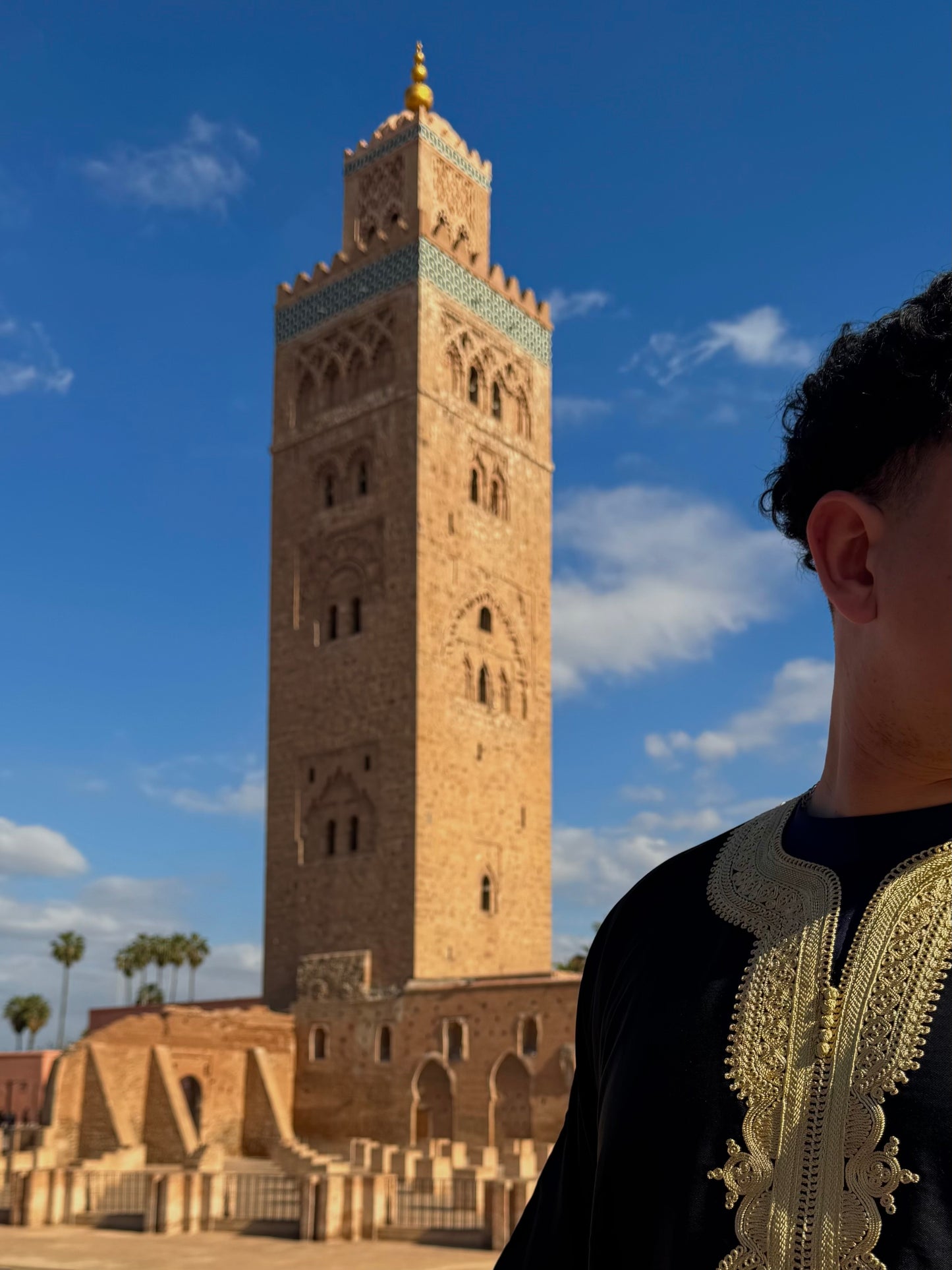 Contrast Stitch Black/Gold Moroccan Gandoura